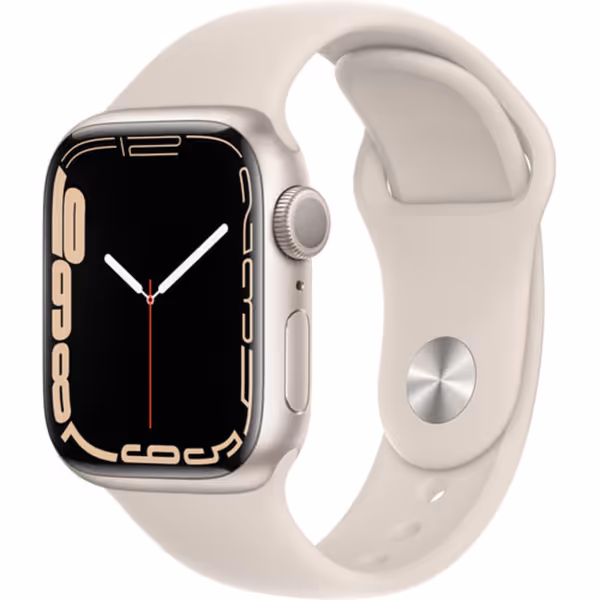 Apple Watch Series 7 (GPS, 41mm) Starlight Aluminum Case with Starlight Sport Band, Regular (Renewed)